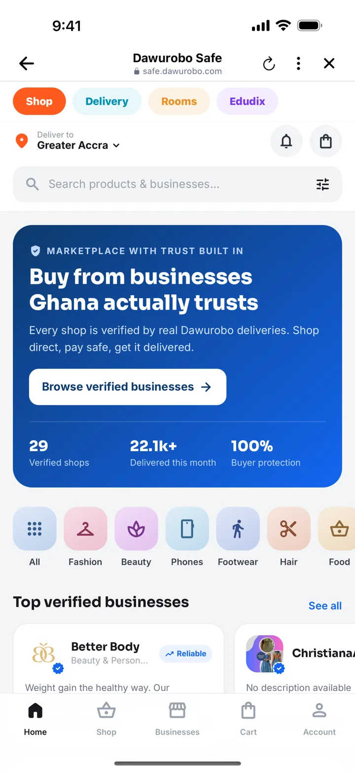 Verified businesses on the Dawurobo marketplace