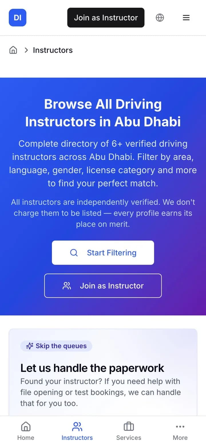 The list of verified driving instructors in Abu Dhabi